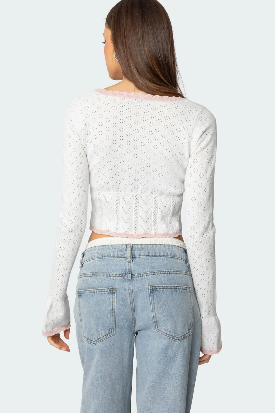 Abbie Split Front Pointelle Top