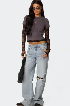 Adam Distressed Wide Leg Jeans