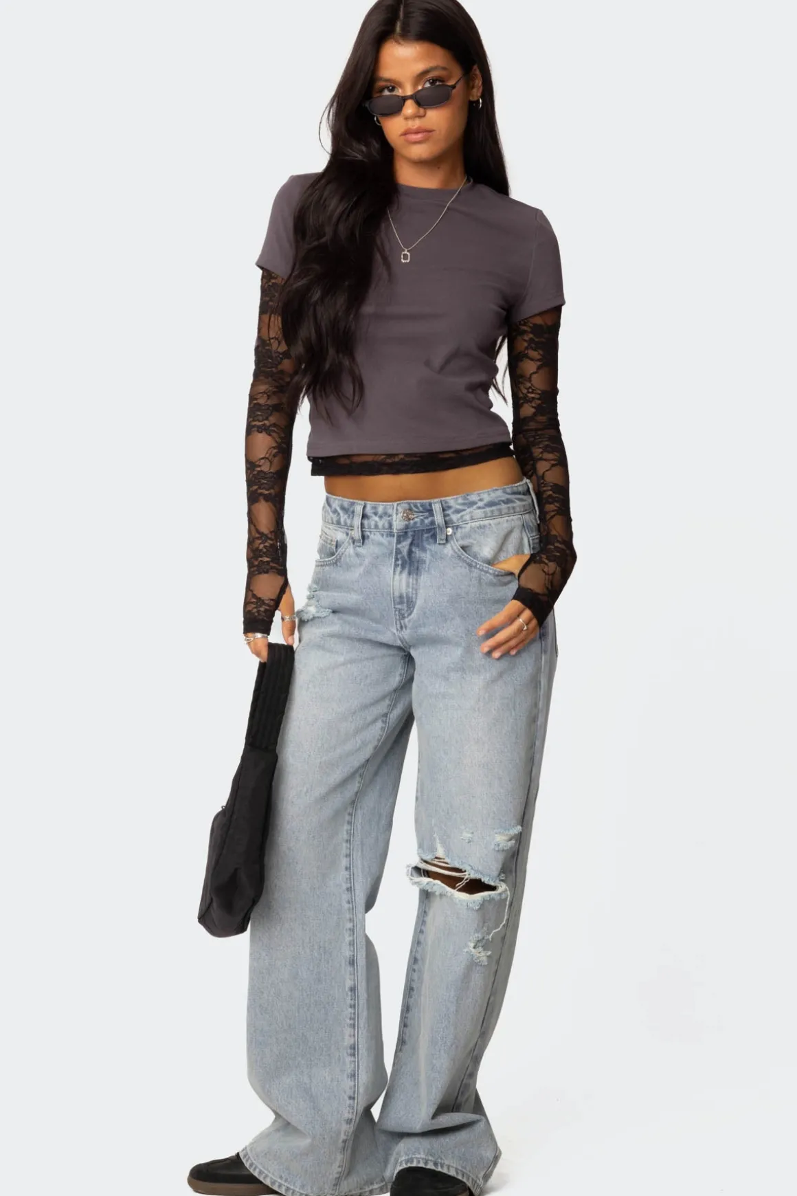 Adam Distressed Wide Leg Jeans