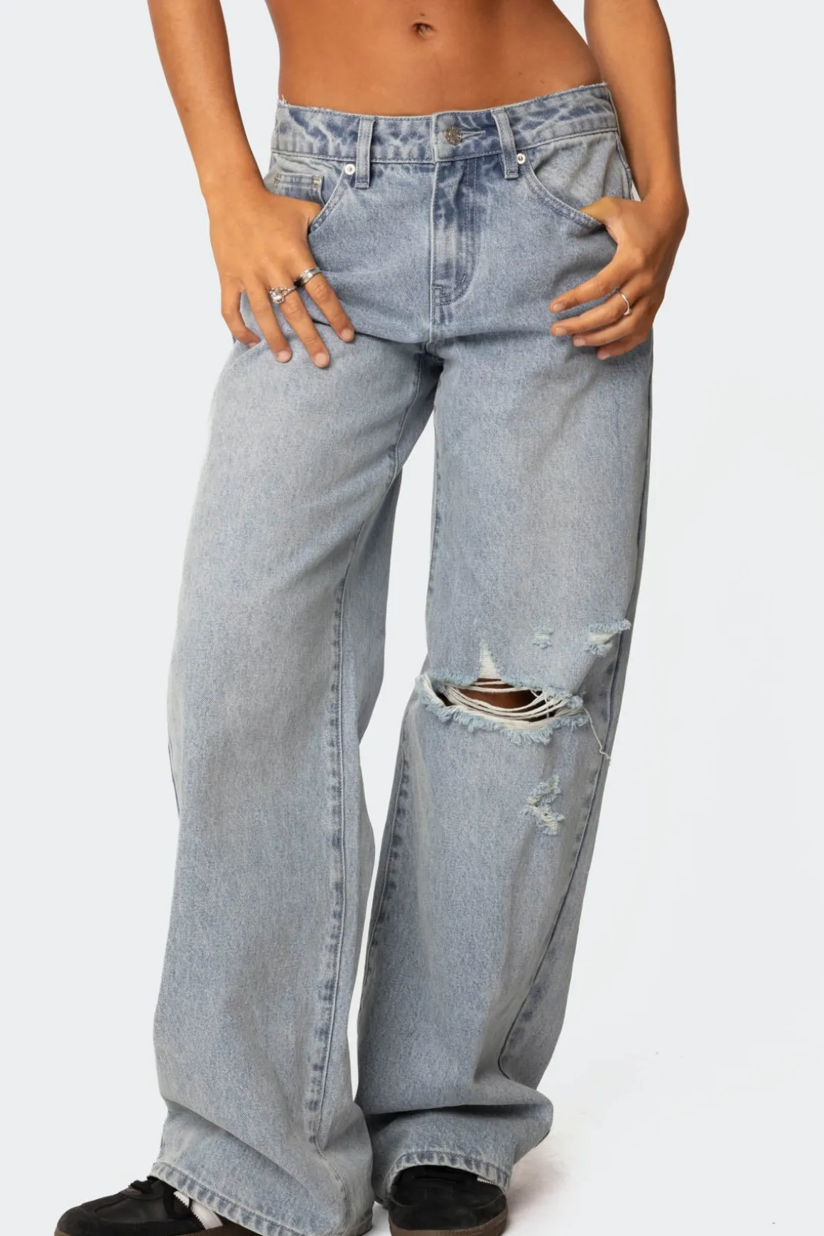 Adam Distressed Wide Leg Jeans