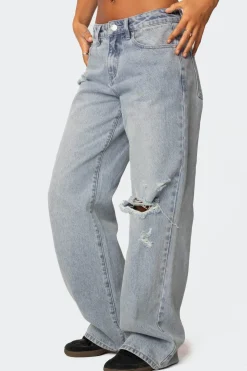 Adam Distressed Wide Leg Jeans
