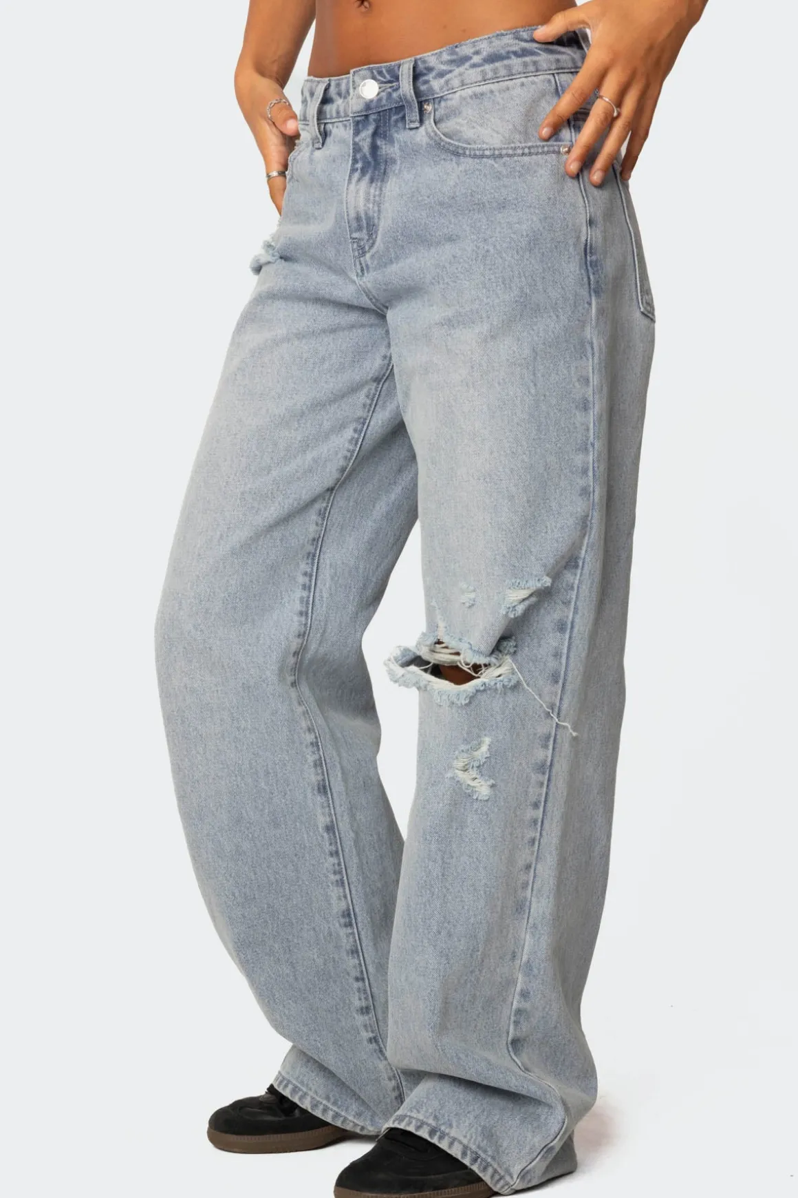 Adam Distressed Wide Leg Jeans