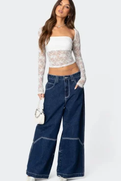 Addison Sheer Lace Two Piece Top