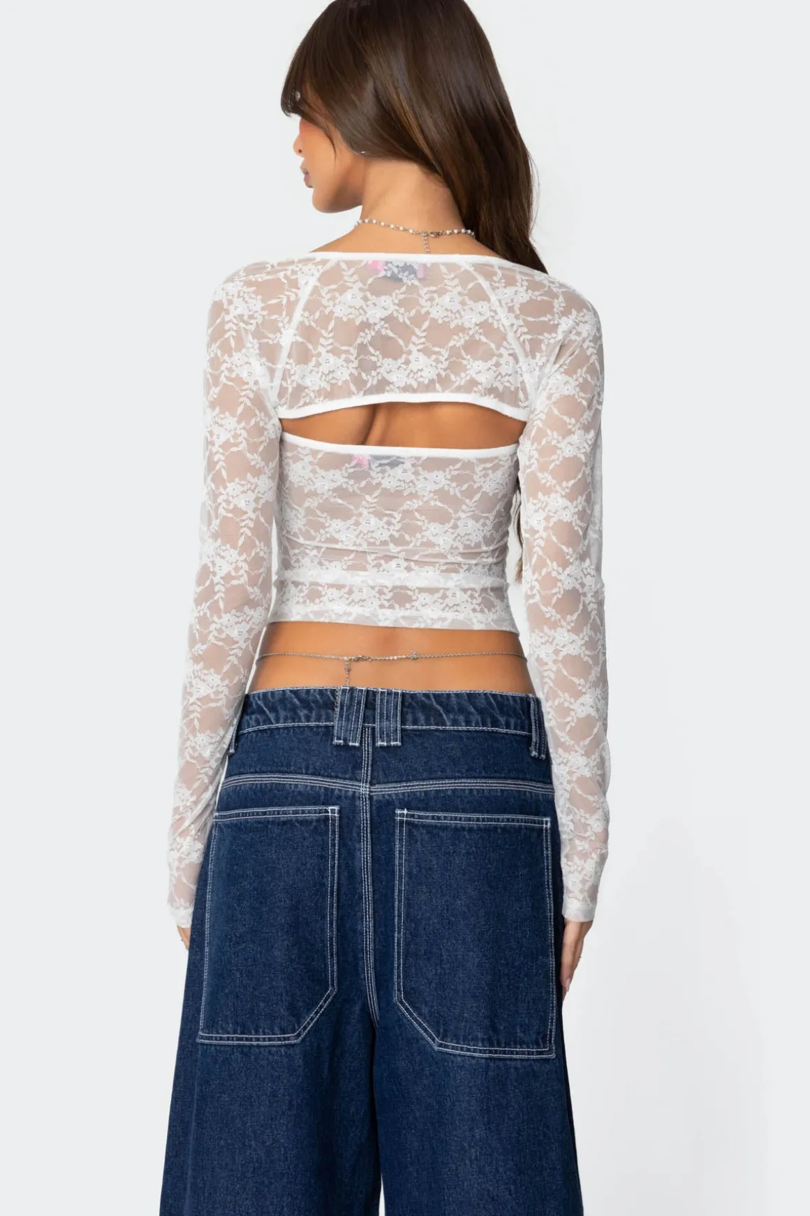 Addison Sheer Lace Two Piece Top