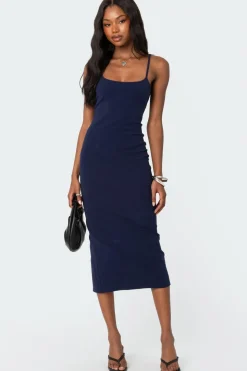 Air Back Slitted Midi Dress