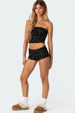 Aislinn Printed Waffle Shorts