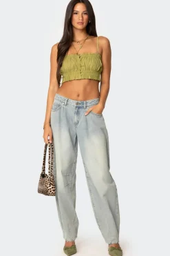Alda Cropped Button Front Top