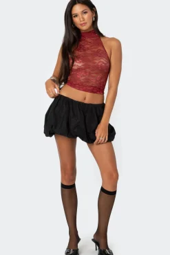 Alena High Neck Sheer Lace Top