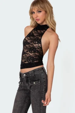 Alena High Neck Sheer Lace Top