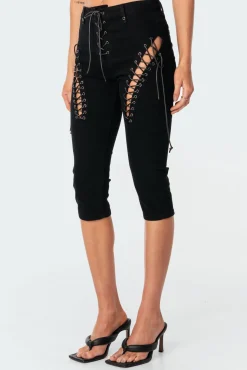 Alexiss Lace-Up Capri Jeans