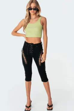 Alexiss Lace-Up Capri Jeans