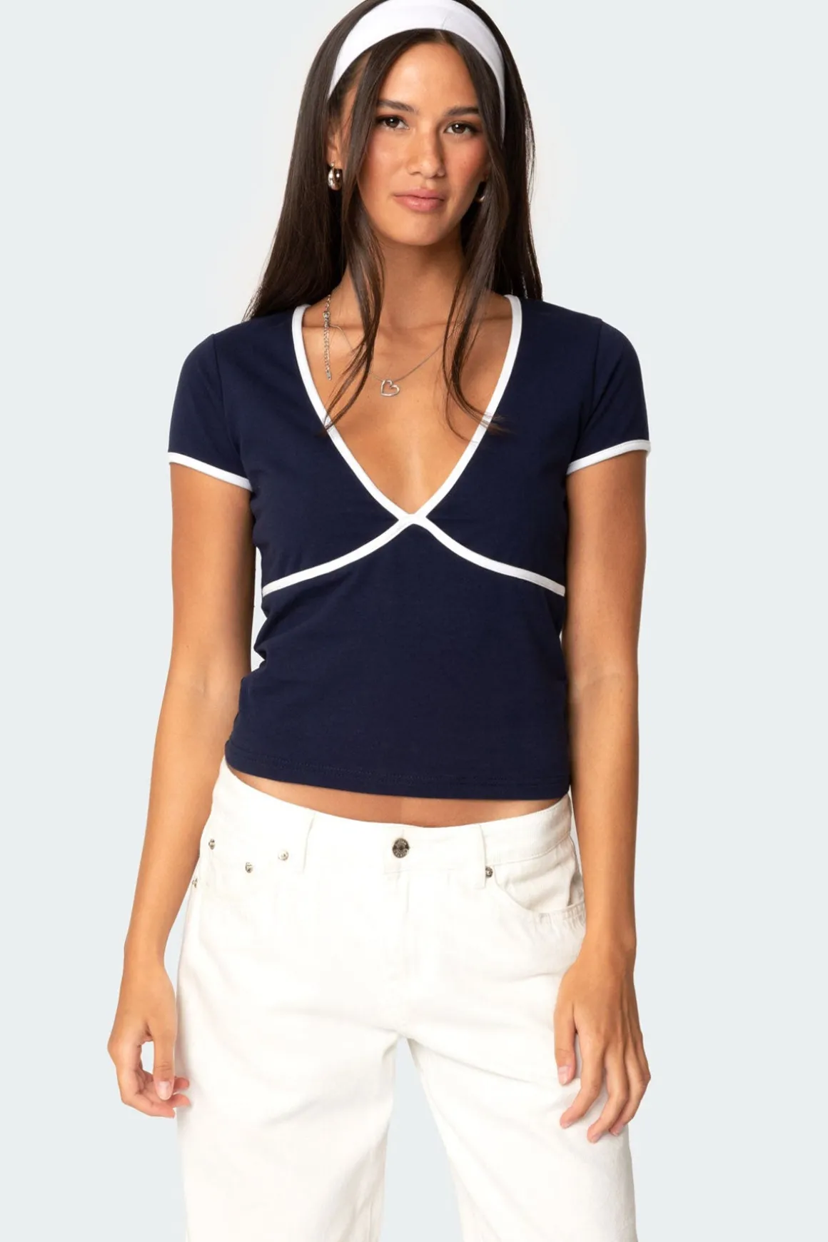Alicia Contrast V Neck Top