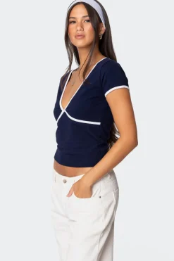 Alicia Contrast V Neck Top