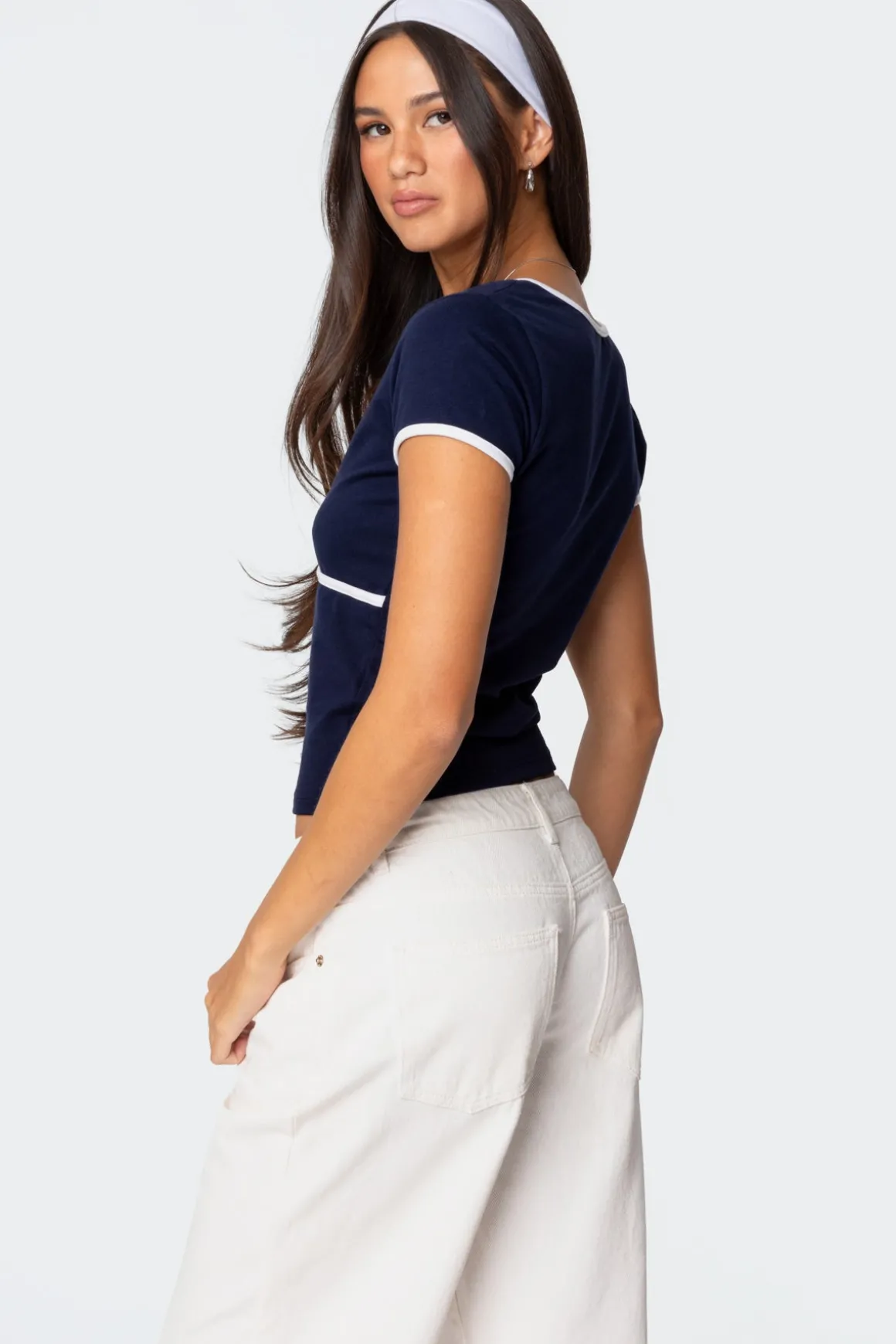 Alicia Contrast V Neck Top