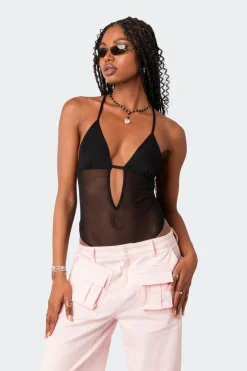 Alva Open Back Sheer Mesh Bodysuit