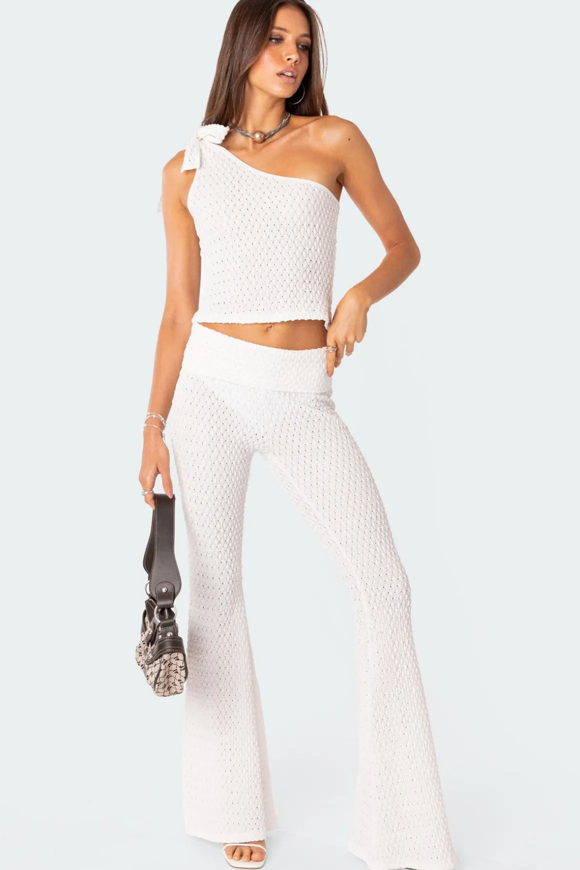 Amalia Textured Knit Fold Over Pants