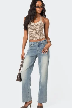 Amia High Rise Straight Leg Jeans