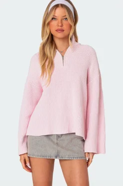 Amour High Neck Oversized Zip Sweater