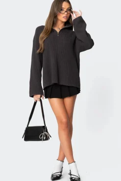 Amour High Neck Oversized Zip Sweater