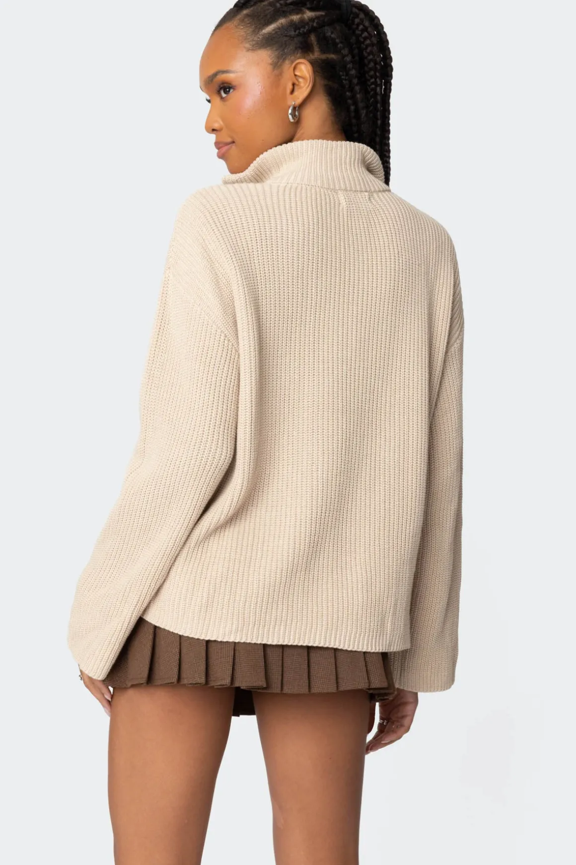 Amour High Neck Oversized Zip Sweater