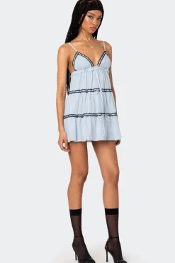 Angelica Tiered Ribbon Mini Dress