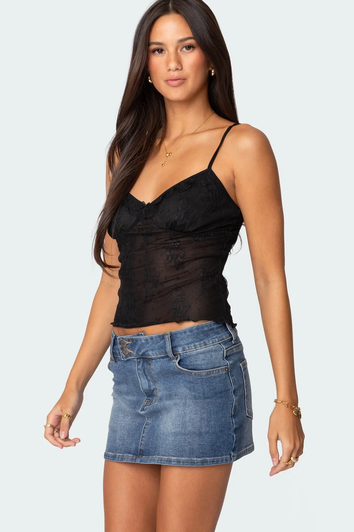 Angelina Sheer Lace Tank Top