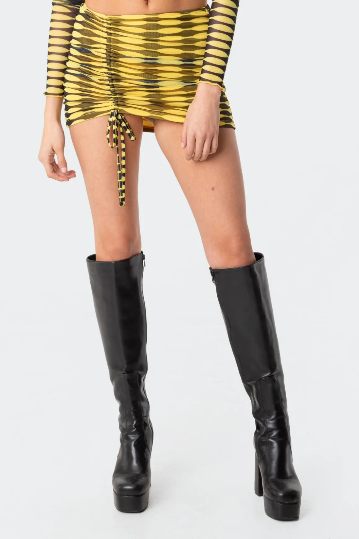 Anisa Drawstring Mesh Mini Skirt