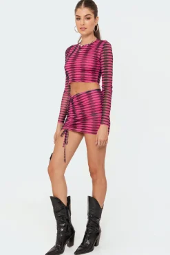 Anisa Drawstring Mesh Mini Skirt