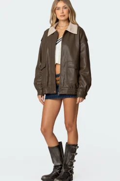 Ann Oversized Faux Leather Jacket