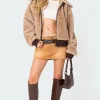 Ariah Distressed Hem Washed Denim Mini Skirt