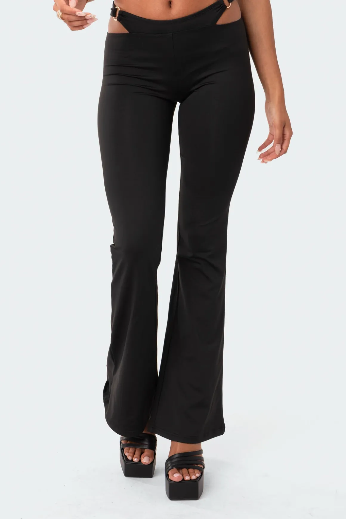 Ashanti Low-Rise Cut-Out Flared Pants