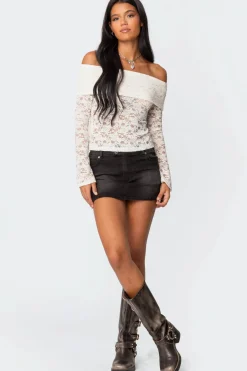 Ashley Off Shoulder Sheer Lace Top