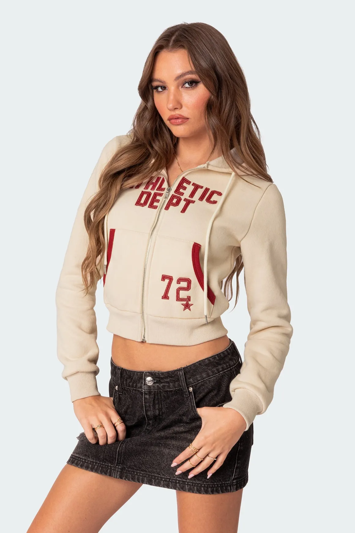 Athletic Dept Cropped Zip Up Hoodie
