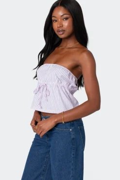 Augusta Pinstripe Strapless Top
