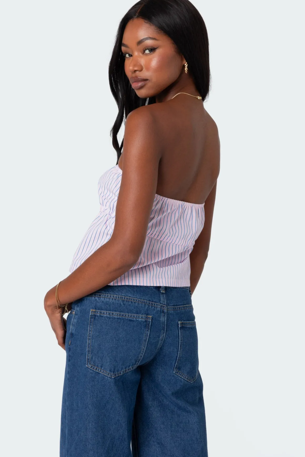 Augusta Pinstripe Strapless Top