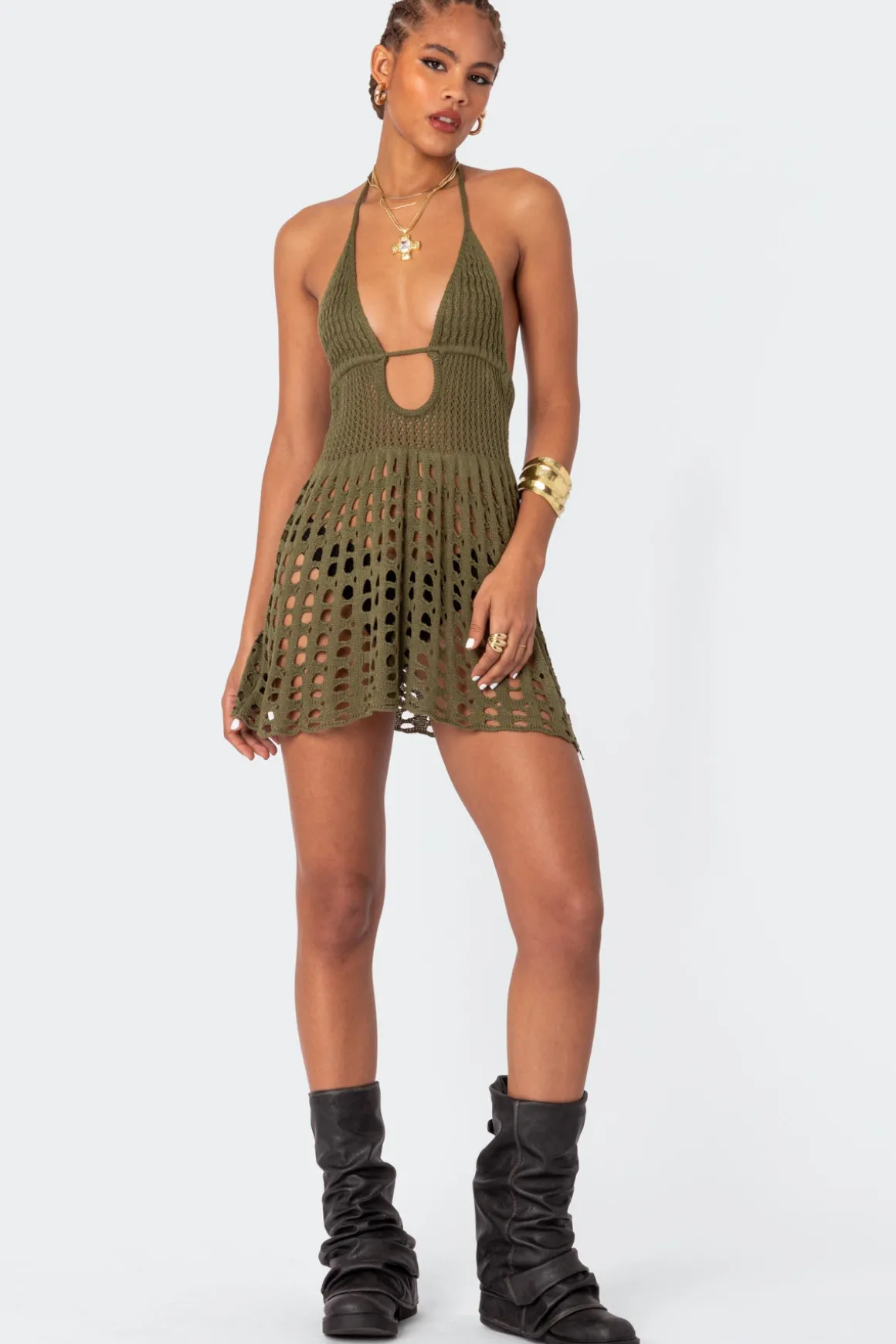 Austin Open Back Crochet Mini Dress