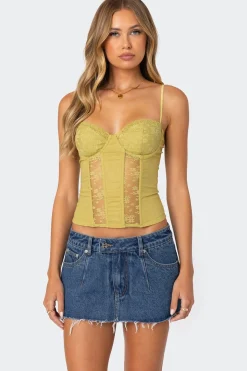Avena Linen Look Lacey Corset