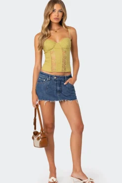 Avena Linen Look Lacey Corset