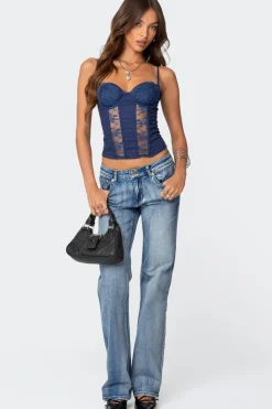 Avena Linen Look Lacey Corset