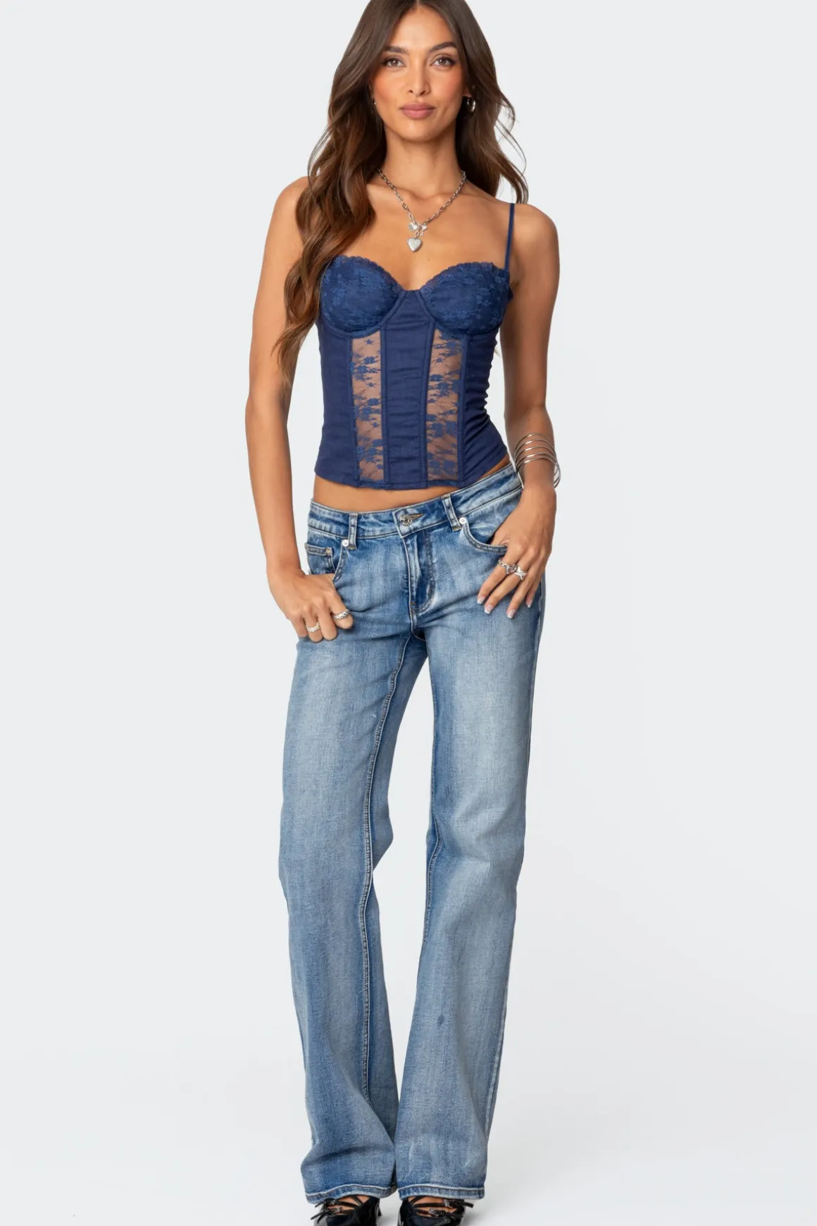 Avena Linen Look Lacey Corset