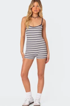 Avis Striped Ribbed Romper