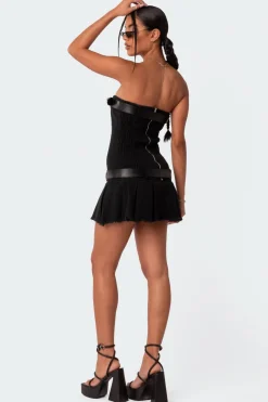 B Mine Double Belted Denim Mini Dress