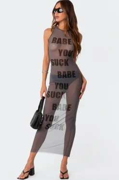 Babe Sheer Mesh Maxi Dress