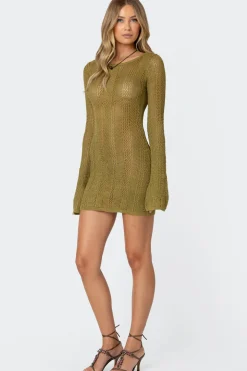 Back Cut Out Crochet Mini Dress