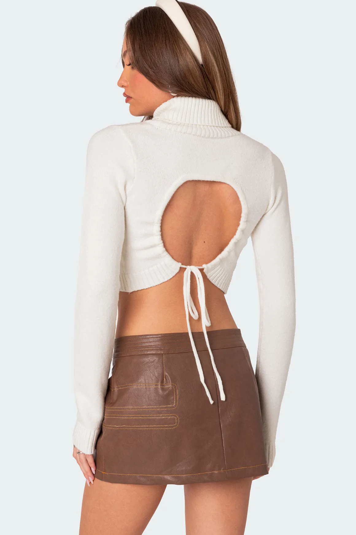 Back Cut Out Turtle Neck Sweater