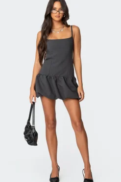 Backless Bubble Skirt Mini Dress