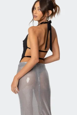 Backless Cowl Neck Bodysuit