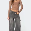 Baggy Washed Low Rise Carpenter Jeans