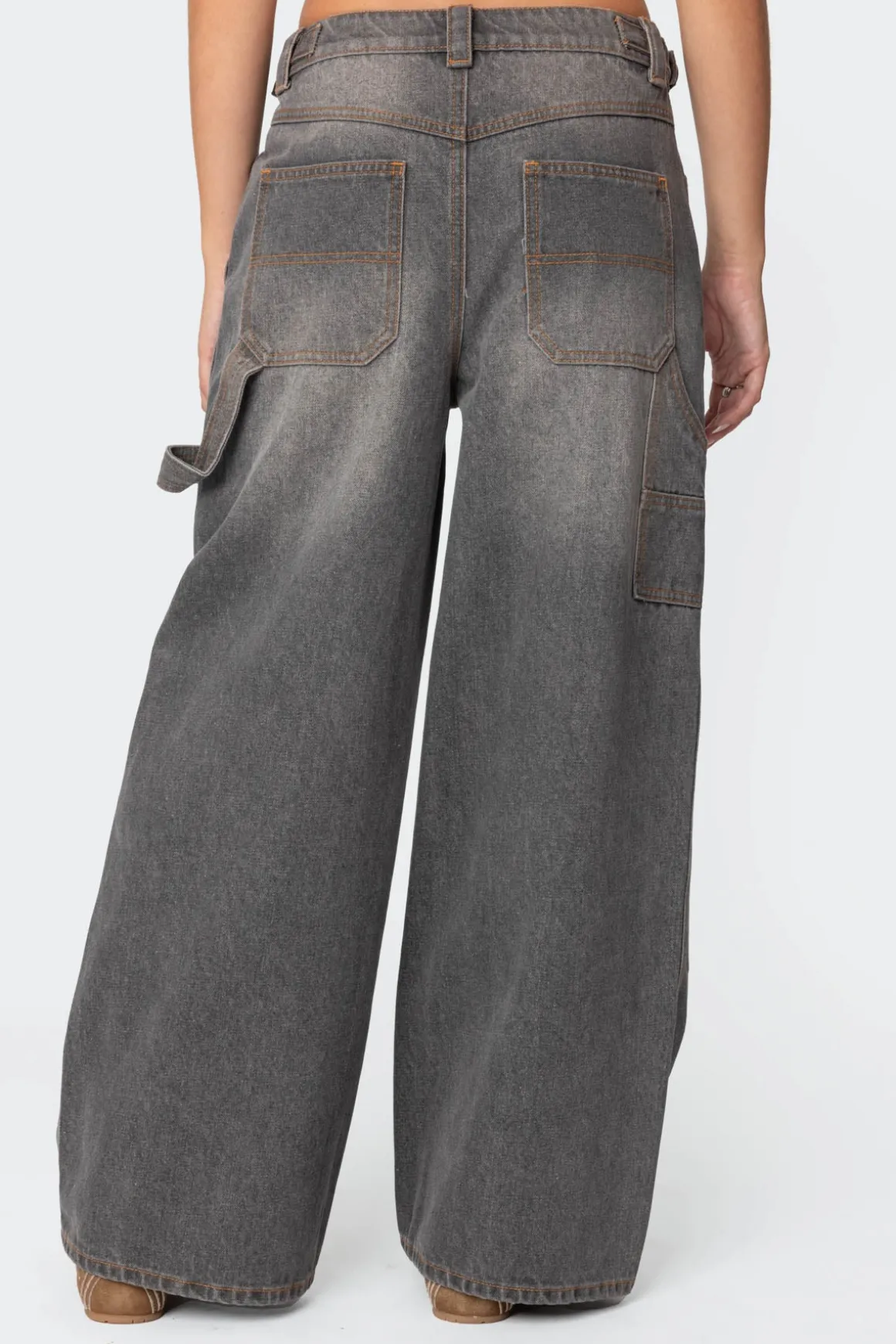 Baggy Washed Low Rise Carpenter Jeans