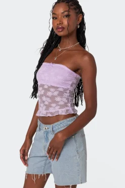 Ballet Sheer Lace Tube Top